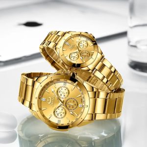 relógio dourado masculino