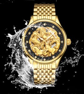 relógio dourado masculino